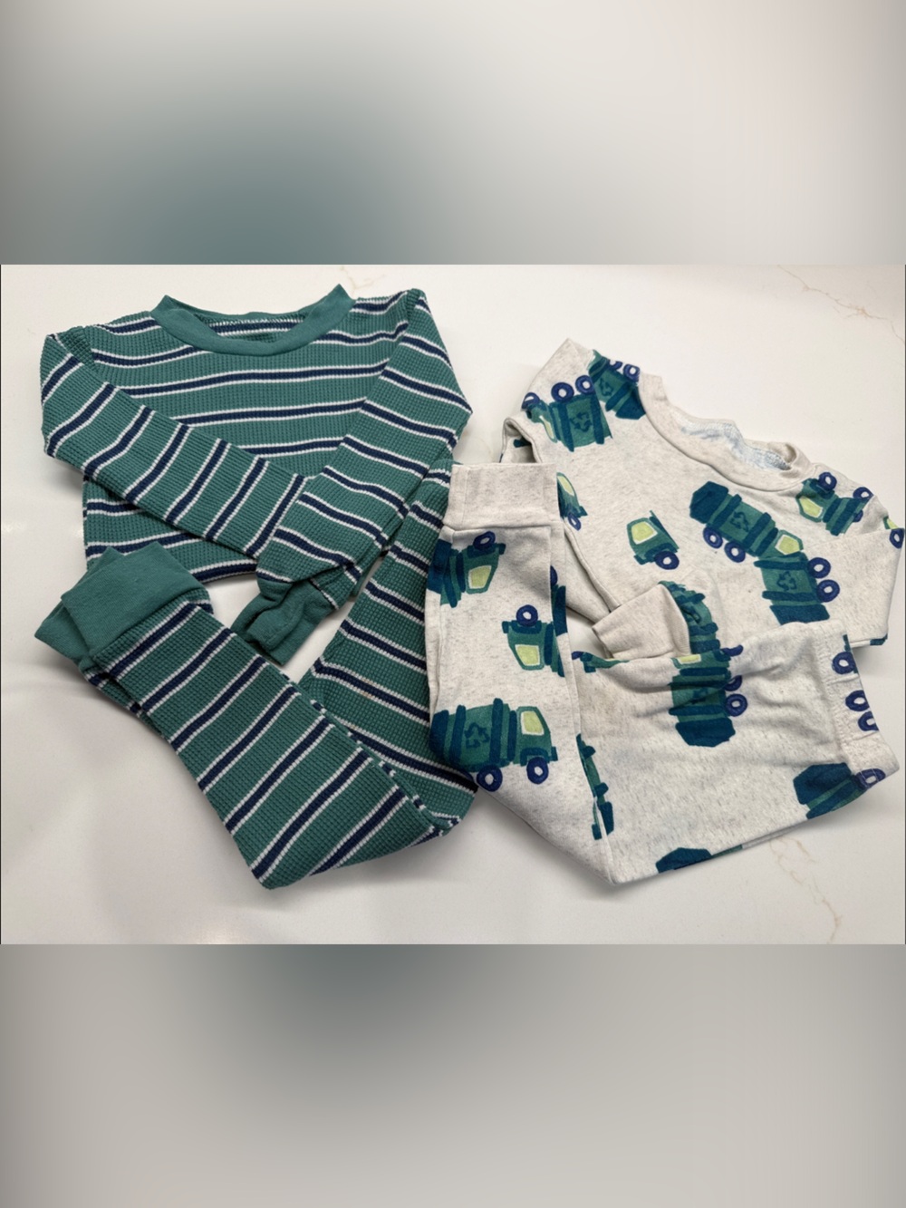 Carter’s Just One You 2-pack Green Stripe & Recycling Truck Print PJs 18mo
